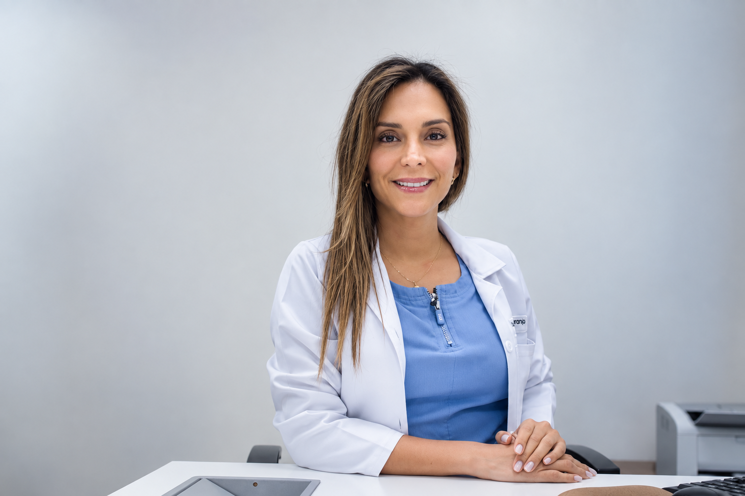 Dra. Alexandra Naranjo preparando procedimiento médico
